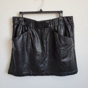 Wild Fable Black Faux Leather Skirt with Pockets